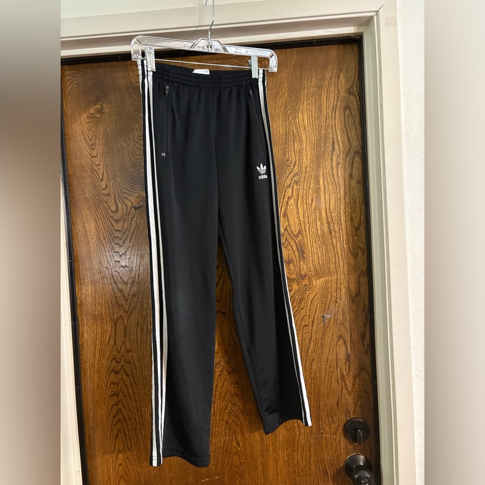Adidas Black and White Sweatpants with Iconic Stripes
